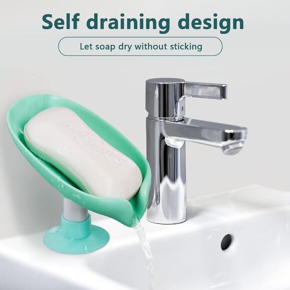 Leaf Shape Soap Saver - Self Draining Soap Dish, Extends Bar Soap Life, Keeps So - Picture 6 of 7